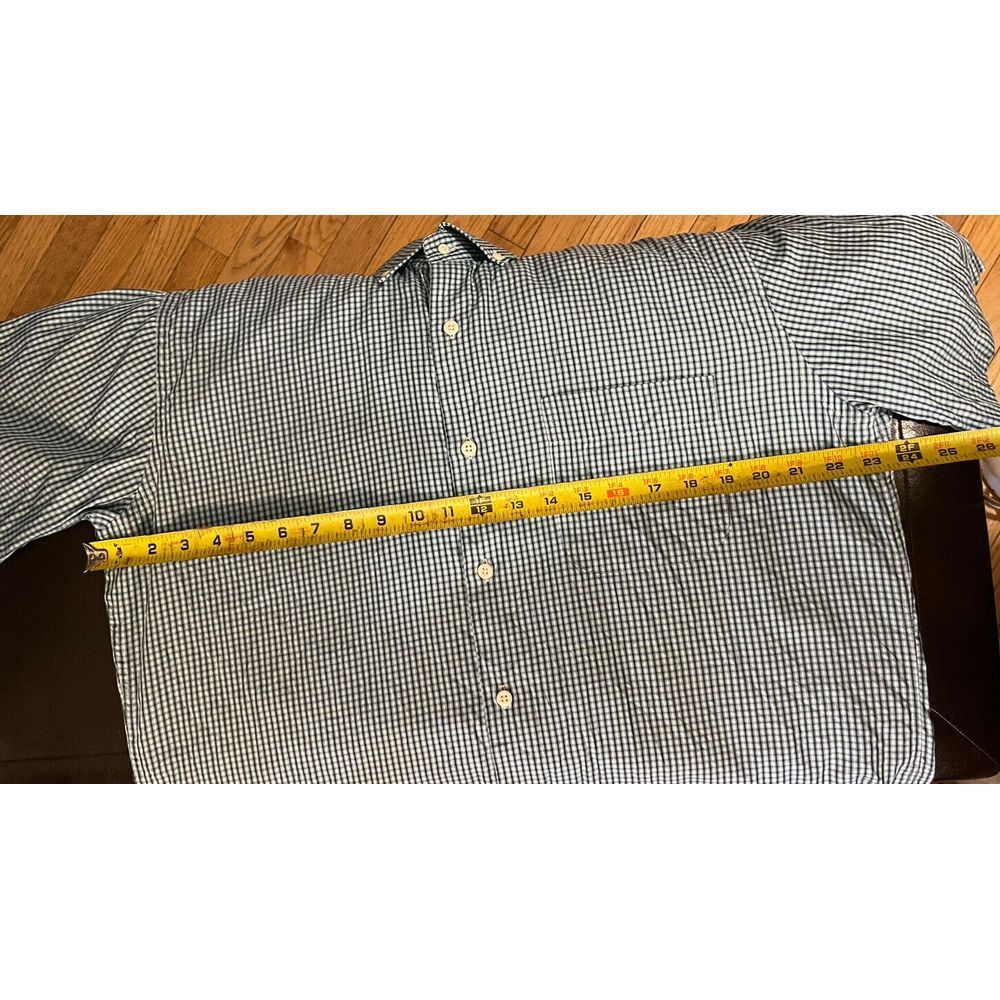Peter Millar Men's Short Sleeve Button Down Sz L Silk Cotten Blend Blue Checkers - Picture 6 of 7